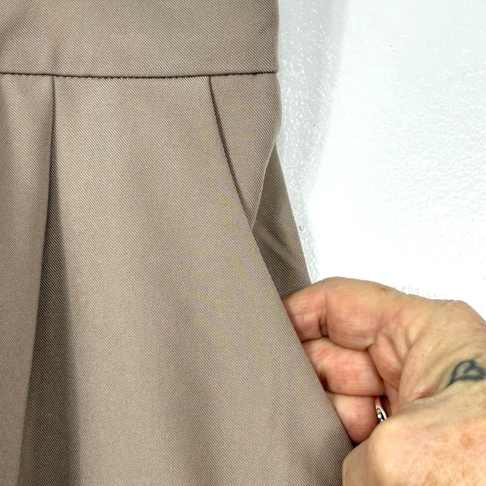 DECIVI Wide Leg Trousers Womens XLarge Khaki Tan Pleated Elastic Waist New - Picture 3 of 10